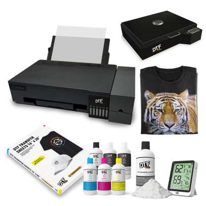 DTFPRO QUICKSHEET DTF Printer (Direct to Film Printer) - includes Printer, AWIM Module, RIP Software, 1-on-1 Training, Supplies (580ml ink, 20 DTF Sheets, 0.7lb grams DTF Powder) plus the DTF Heat Station V2