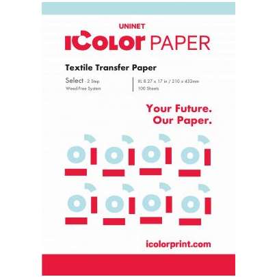 iColor Select 2 Step Transfer Adhesive Media Kit for Light Dark Textiles -A3- 11.7 in x 16.5 in (297mm x 420 mm) - includes 100 sets