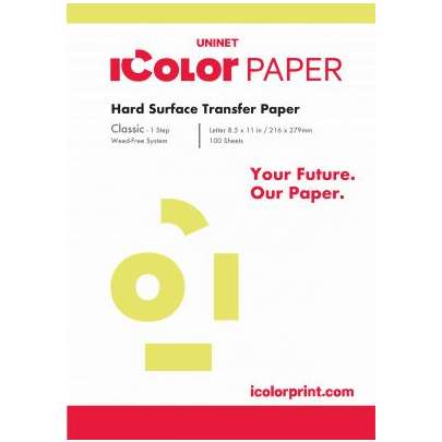 iColor Classic 1 Step Heat Transfer Paper for Hard Surfaces 8.5 in x 11 in (216 x 279mm) - includes 100 pcs